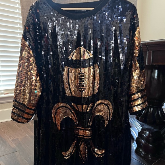 New Orleans Saints Black & Gold Sequin "Who Dat" #41 Dress One-Size Women’s - Picture 9 of 11